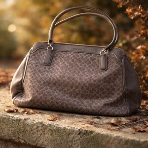 Coach 25213 Op Art Needlepoint Carryall Bag Grey